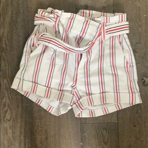 Red white and blue paper bag shorts